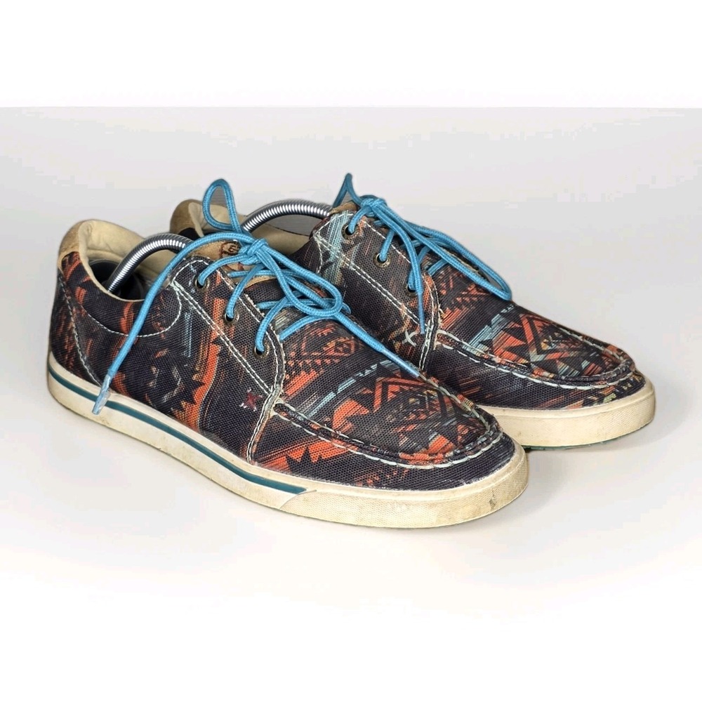 Twisted X Hooey Loper Lace Up Sneakers Midnight Aztec WHYC019 Moc Toe 9 1/2 M